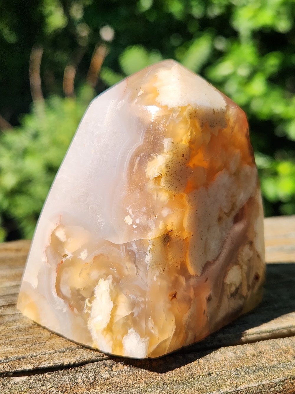Chunky Flower Agate Tower w/ Druzy Pocket & Plume Formations